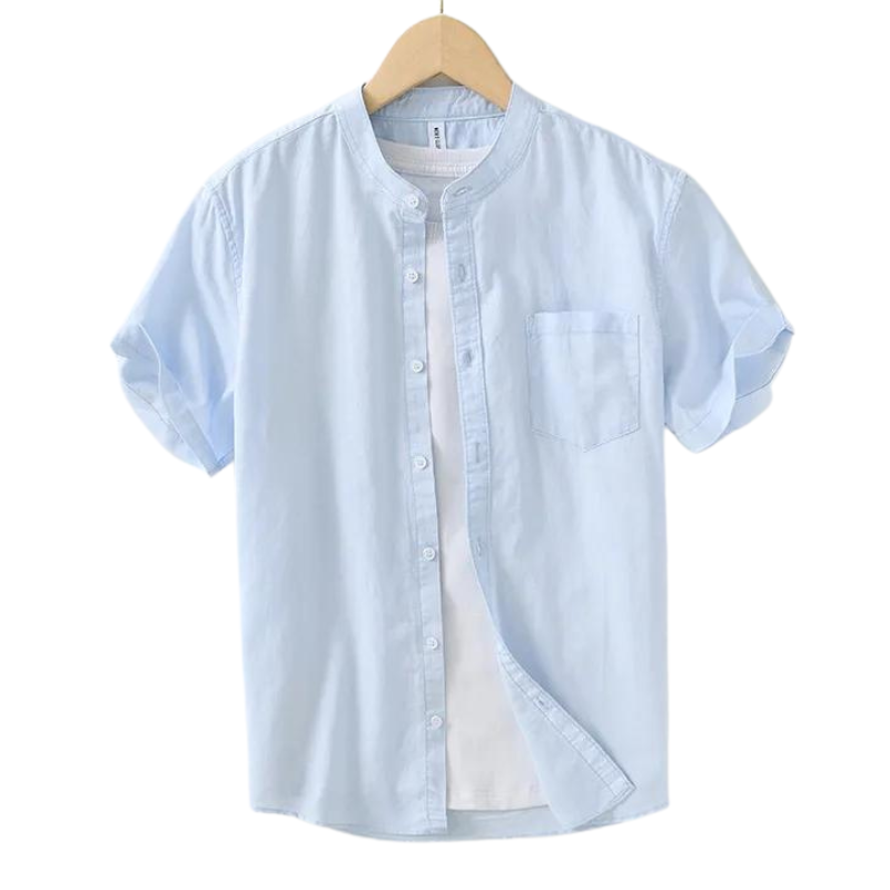 Camisa Manga Curta Masculina de Linho Gola Padre Ocean