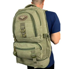 Mochila Masculina de Lona Reforçada Expansível 35 a 50L - Camping e Viagem