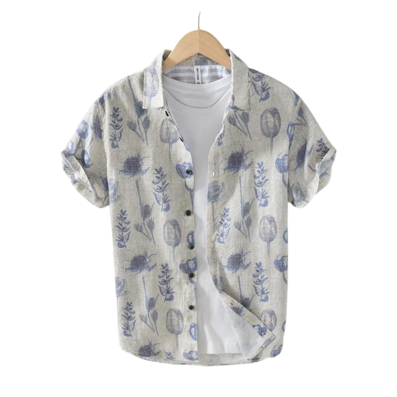 Camisa Manga Curta Masculina de Linho Tropicália