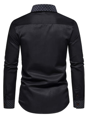 Camisa Masculina Manga Longa Social Lisa Com Filete Contrastante