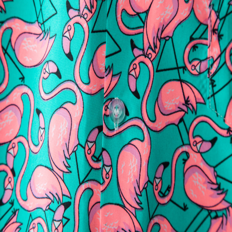 Camisa Manga Curta Masculina Estampa de Flamingos - Moda Verão