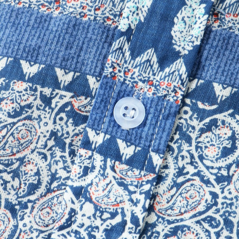 Camisa Manga Curta Masculina Estampada - Azul