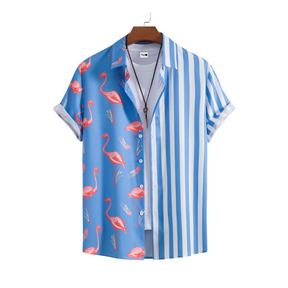 Camisa Manga Curta Masculina Listrada com Flamingos