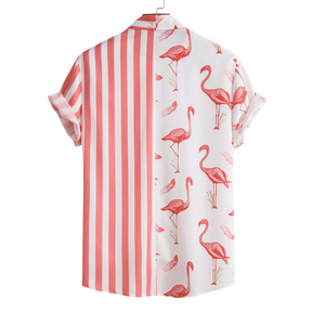 Camisa Manga Curta Masculina Listrada com Flamingos