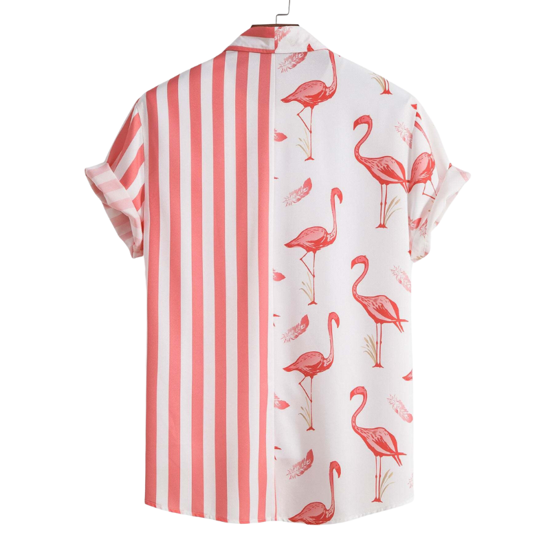 Camisa Manga Curta Masculina Listrada com Flamingos