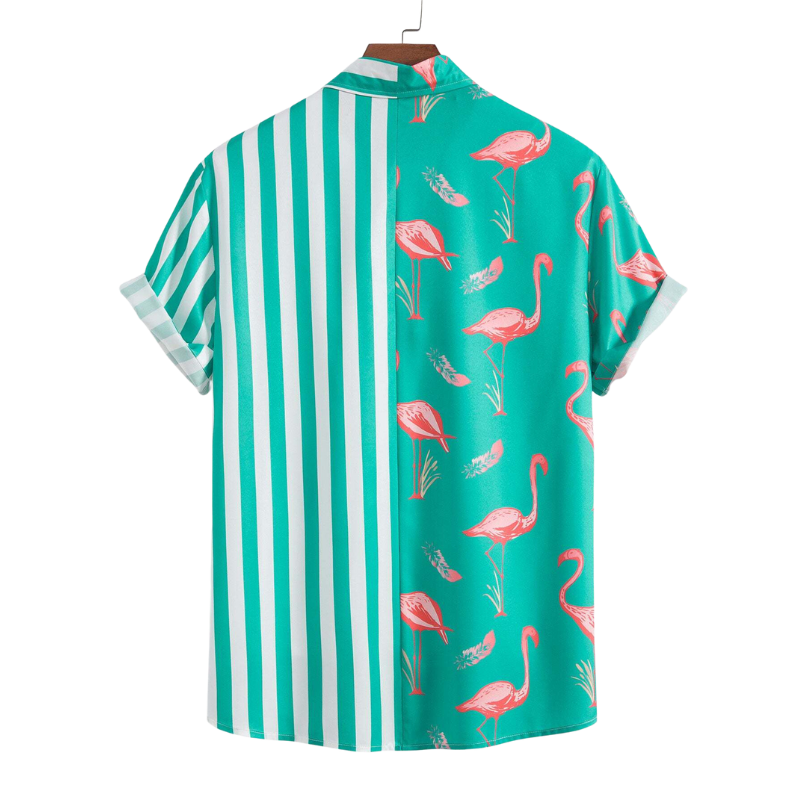 Camisa Manga Curta Masculina Listrada com Flamingos