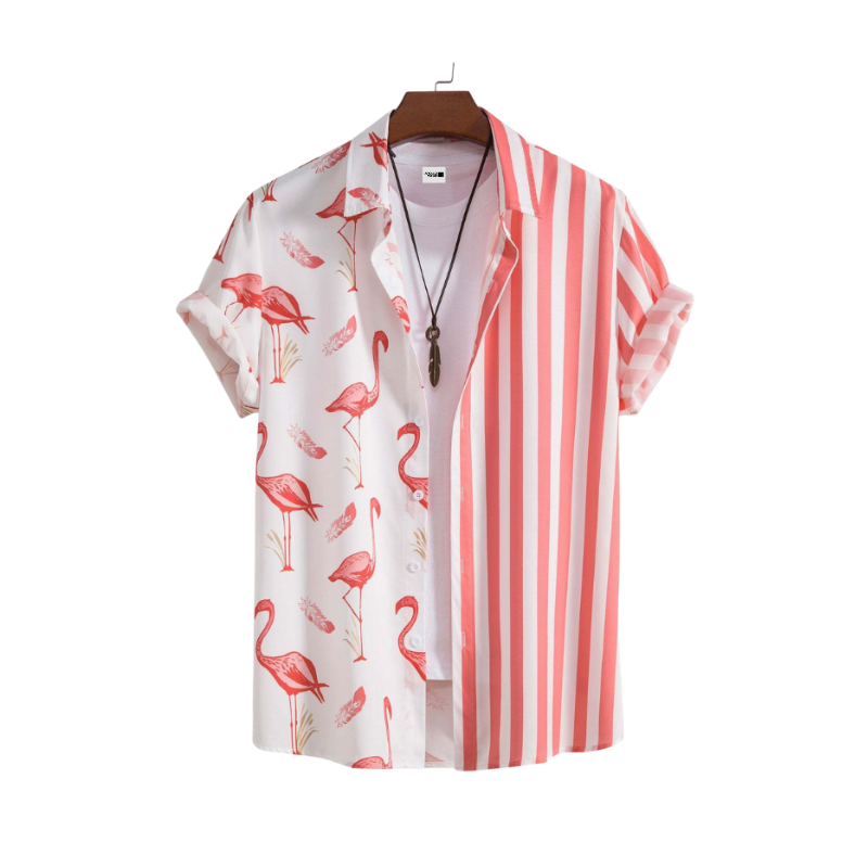 Camisa Manga Curta Masculina Listrada com Flamingos