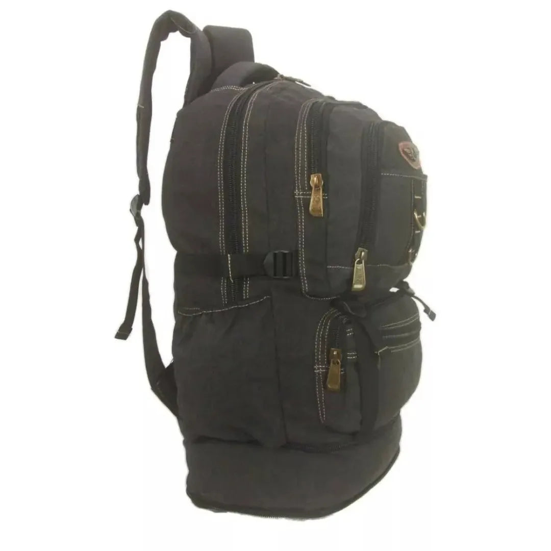 Mochila Masculina de Lona Reforçada Expansível 35 a 50L - Camping e Viagem