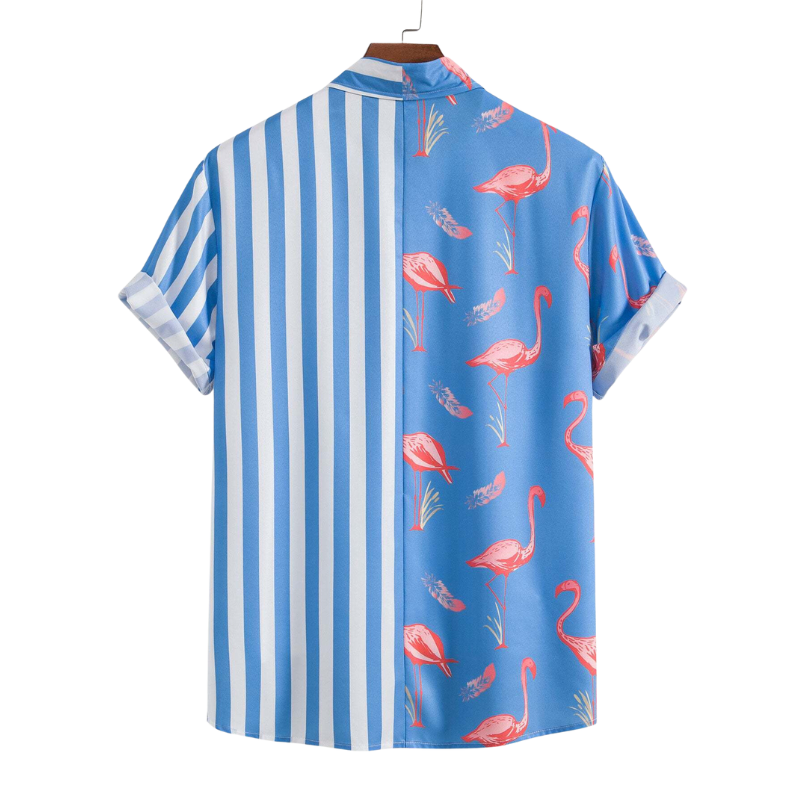 Camisa Manga Curta Masculina Listrada com Flamingos