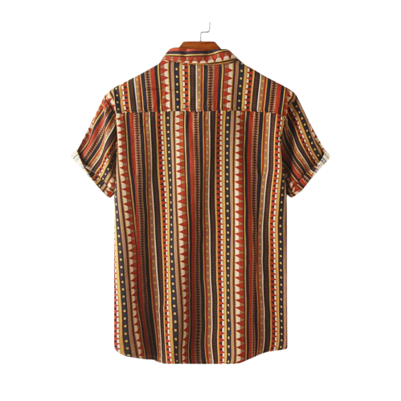 Camisa Manga Curta Masculina com Estampa Tribal