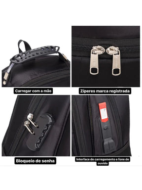 Mochila Impermeável Reforçada com Compartimento Para Notebook Moderna Escolar/Faculdade/Trabalho - MCH46