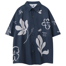 Camisa Manga Curta Masculina Floral Azulon