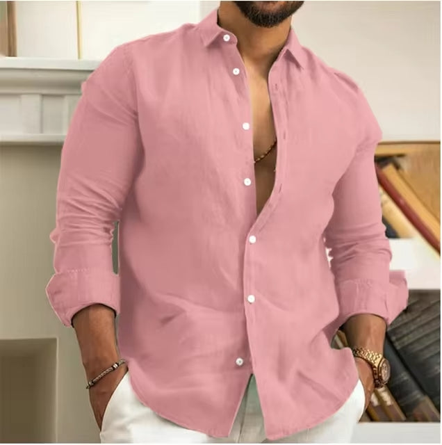 Camisa Masculina de Linho Belga Premium