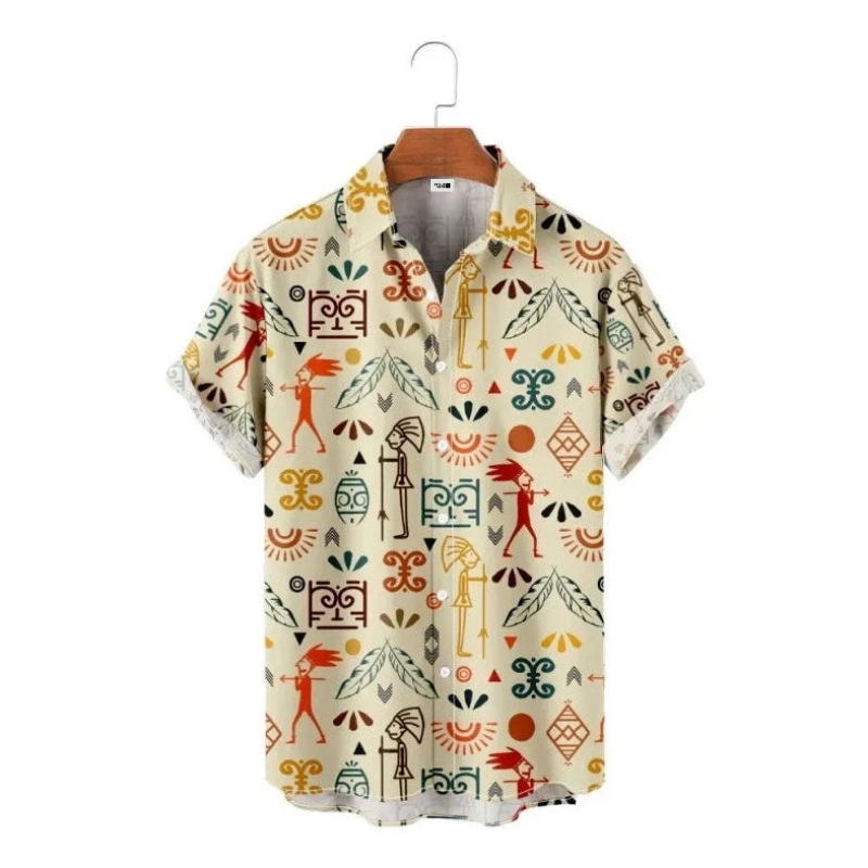 Camisa Manga Curta Masculina Étnica Africana