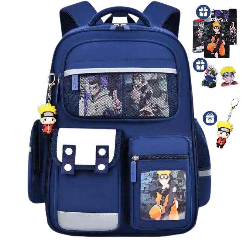 Mochila Escolar Naruto Ortopédica + 3 Brindes - MCH60