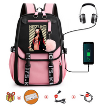 Mochila Escolar Nezuko - Com Entrada de Fone de Ouvido e USB + Brindes - MCH83