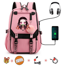 Mochila Escolar Nezuko - Com Entrada de Fone de Ouvido e USB + Brindes - MCH83