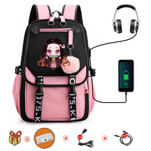 Mochila Escolar Nezuko - Com Entrada de Fone de Ouvido e USB + Brindes - MCH83