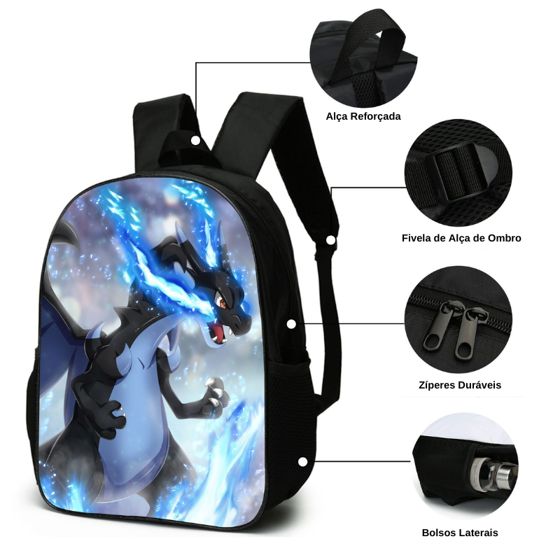 Kit Escolar Pokémon: Mochila, Bolsa de Ombro e Estojo