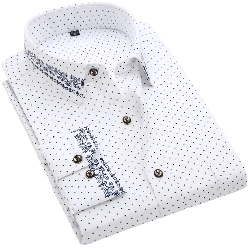 Camisa Social Masculina De Luxo Estampada Com Gola Branca - Opulent Harmony