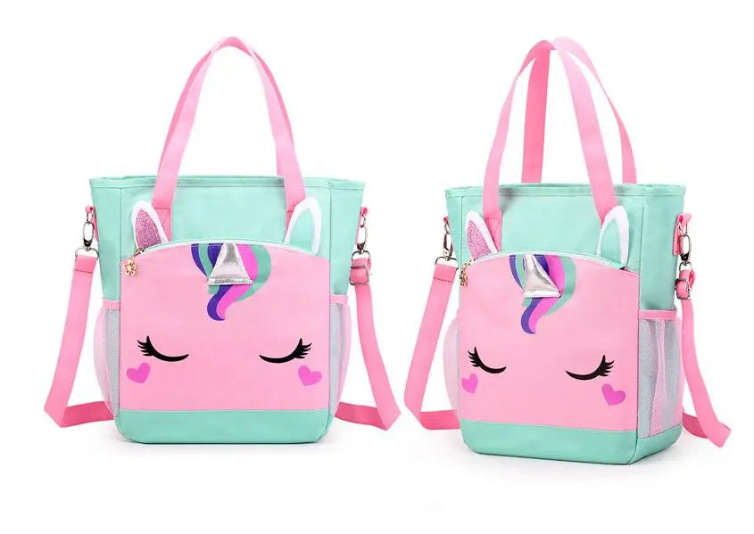 Kit Escolar Unicórnio para Meninas: Mochila de Rodinhas, Bolsa de Mão/Ombro e Estojo - Promoção de Agosto