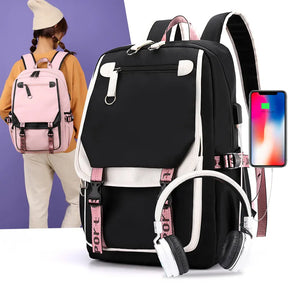 Mochila Escolar Feminina com Porta Usb