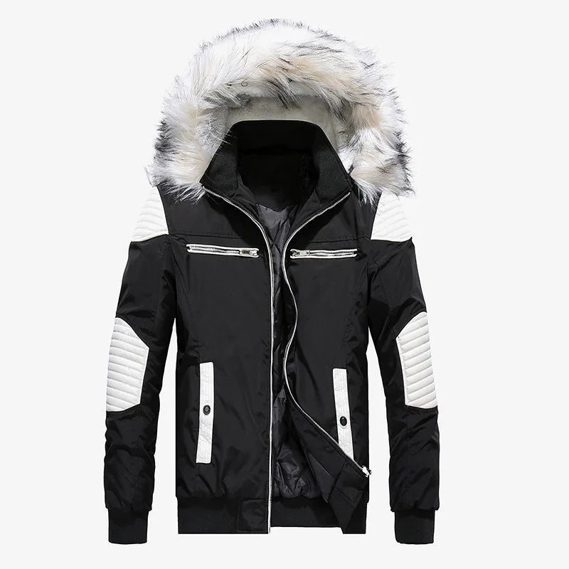 Jaqueta Parka Masculina Para Inverno com Capuz de Lã