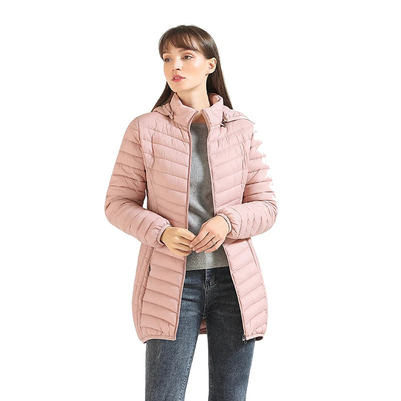 Jaqueta Feminina Longa de Inverno Ultraleve Acolchoada - Promoção de Dezembro