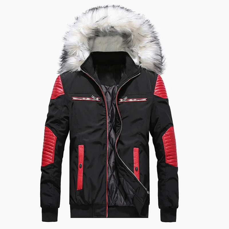 Jaqueta Parka Masculina Para Inverno com Capuz de Lã