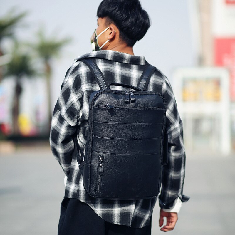 Mochila de Couro Masculina Impermeável Para Negócios - Estilosa e Espaçosa