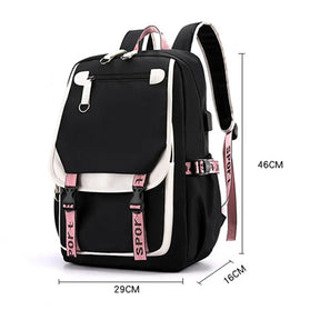 Mochila Escolar Feminina com Porta Usb