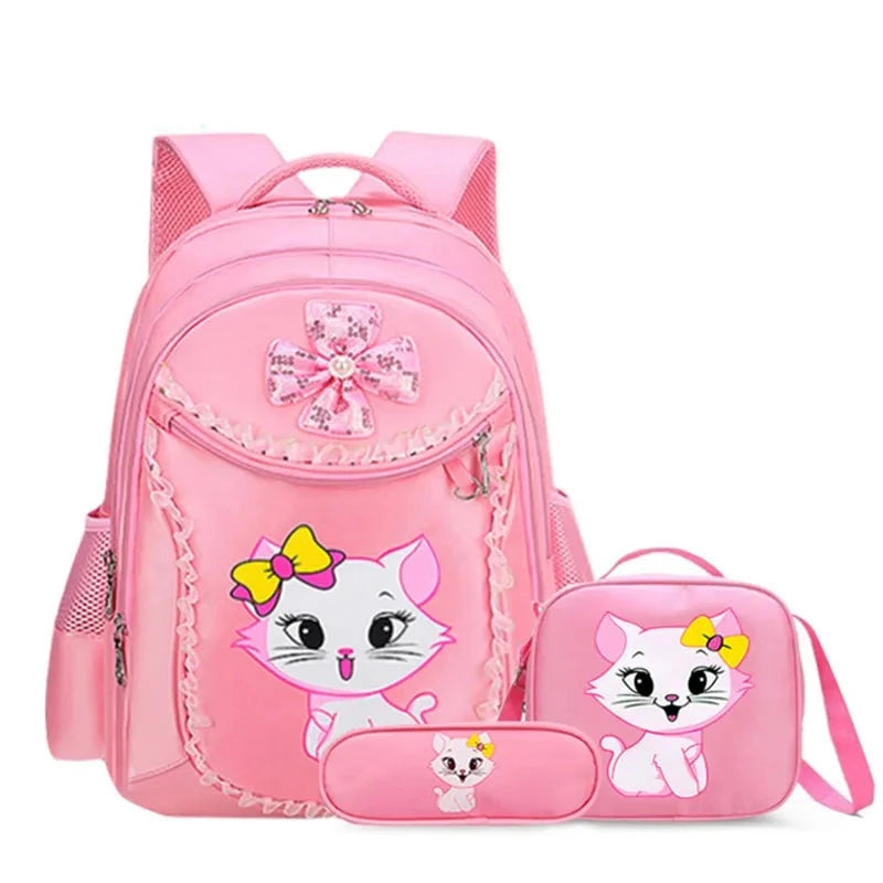 KIT Mochila Escolar Infantil PinkCat com Lancheira e Estojo