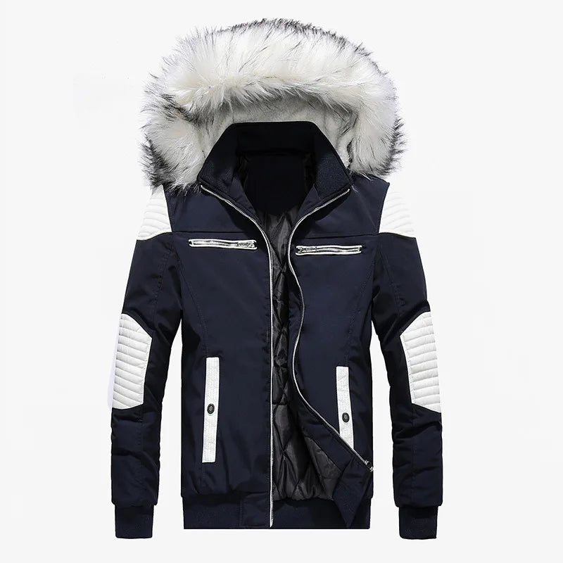 Jaqueta Parka Masculina Para Inverno com Capuz de Lã