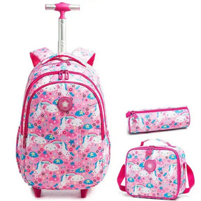 Mochila de Rodinhas Infantil Kit Lancheira Estojo Jasminestar