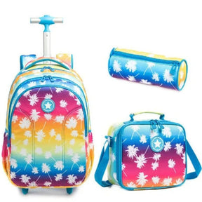 Mochila de Rodinhas Infantil Kit Lancheira Estojo Jasminestar