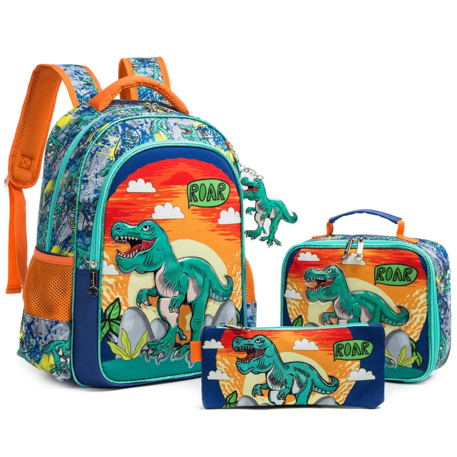 Kit Escolar para Menino 3 Peças: Mochila Escolar Lancheira e Estojo - MCH96