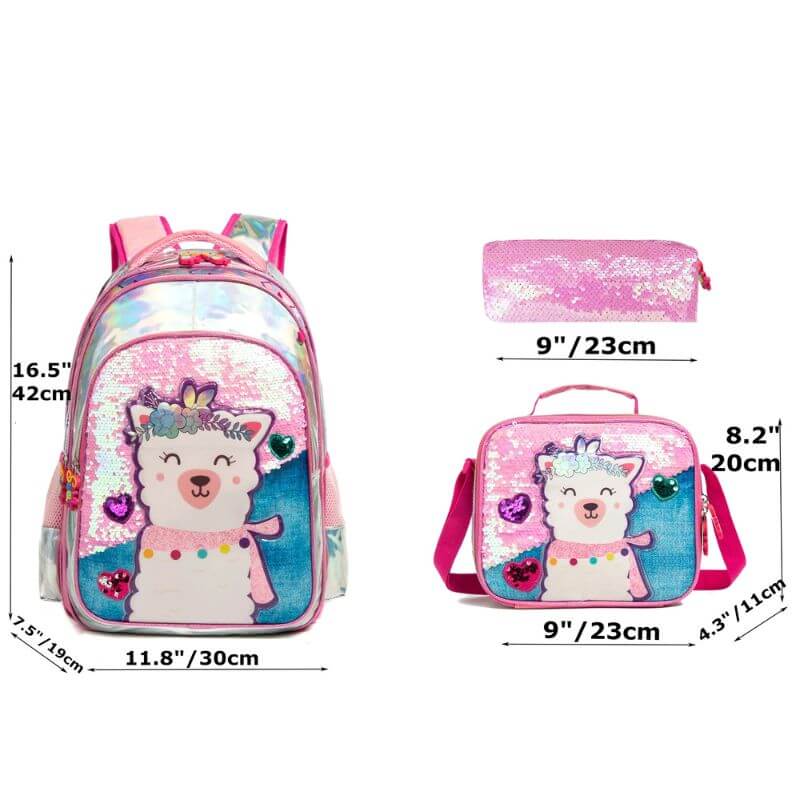 Mochila Infantil + Lancheira + Estojo Lhama - MCH92