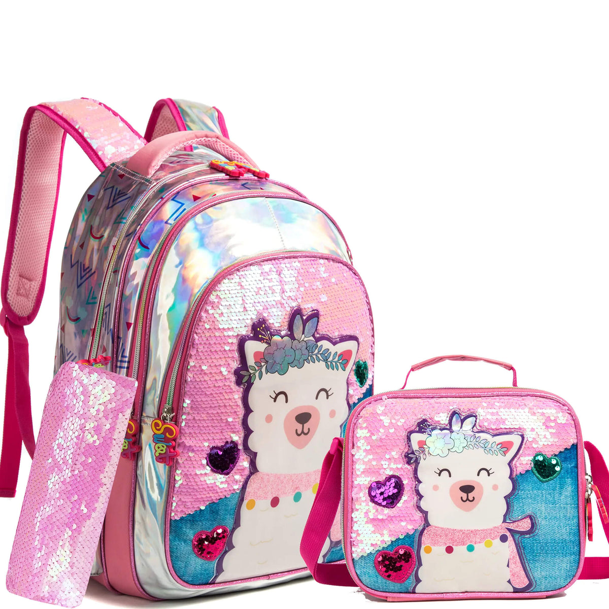 Mochila Infantil + Lancheira + Estojo Lhama - MCH92