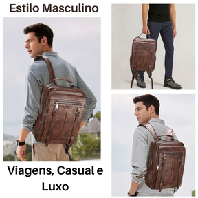 Mochila Masculina de Couro Legítimo Jeep para Notebook 15,6"