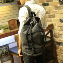 Mochila De Lona Masculina Vintage Grande Capacidade Para Notebook 15,6"