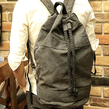 Mochila De Lona Masculina Vintage Grande Capacidade Para Notebook 15,6"