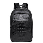 Mochila Masculina de Couro Genuíno com Textura de Crocodilo