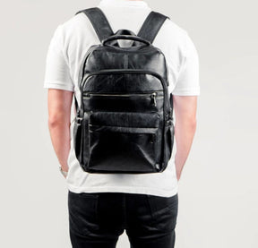 Mochila de Couro Masculina Impermeável Para Notebook até 14″