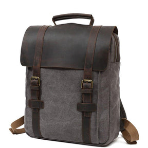 Mochila de Lona Masculina Com Capa de Couro Edge - Para Notebook Até 15"