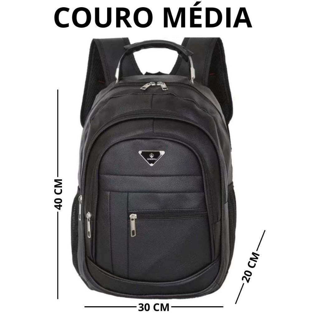 Mochila Masculina de Couro Universitária Grande Reforçada Durven