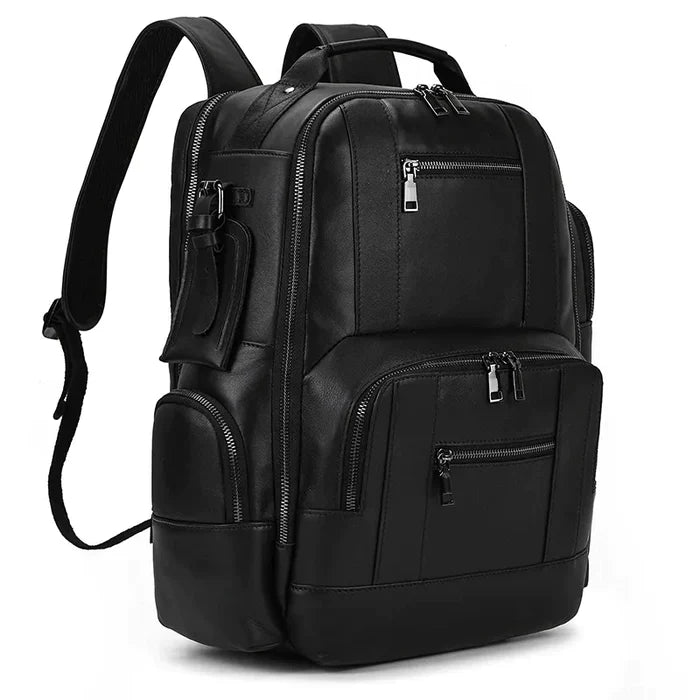 Mochila Masculina de Couro Genuíno 35L - Suporta Notebook Até 15,6" Titan