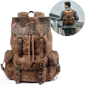 Mochila de Lona Reforçada Masculina Estilo Rústico - Grande Capacidade