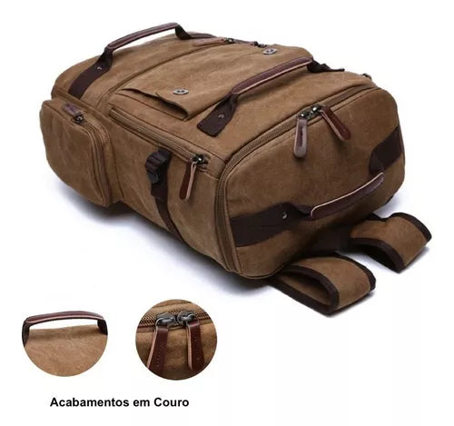 Mochila de Lona Masculina Para Viagem - Suporta Notebook Até 15"  UrbanTrail