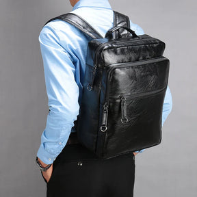 Mochila de Couro Masculina Executiva Para Notebook Até 15,6 Polegadas