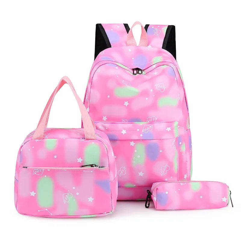 Kit Escolar com 3 Peças para Meninas: Mochila, Lancheira e Estojo